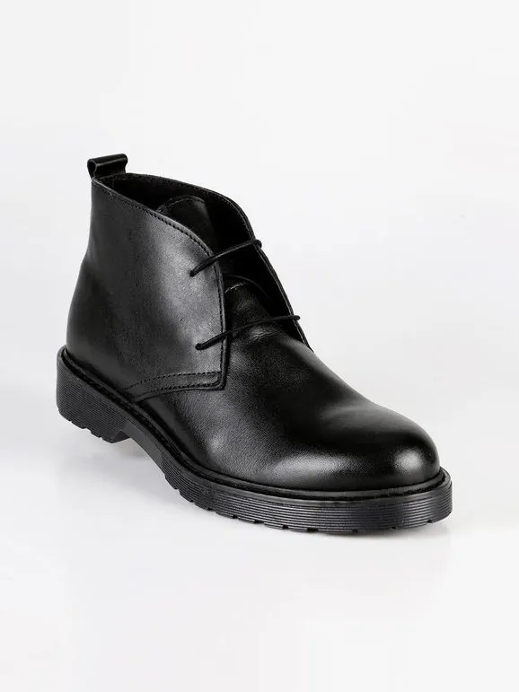 Tusichevali Bottines en cuir croûte noire
